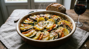 Gratin de légumes avec fromage fermier
