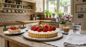 Tarte aux fraises & crème légère - les 3 fermes