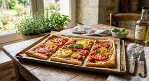 Tarte fine tomates et moutarde - les 3 fermes