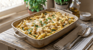Gratin de penne aux courgettes et jambon : plat batch cooking enfant - les 3 fermes