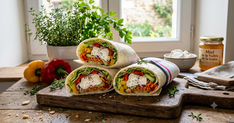 Les 3 fermes - Recettes canicule - Wraps frais aux crudités et fromage de chèvre