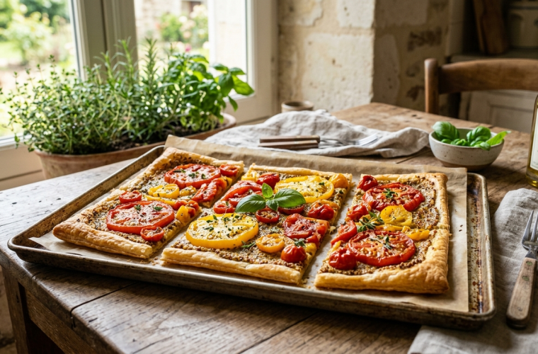 Tarte fine tomates et moutarde - les 3 fermes