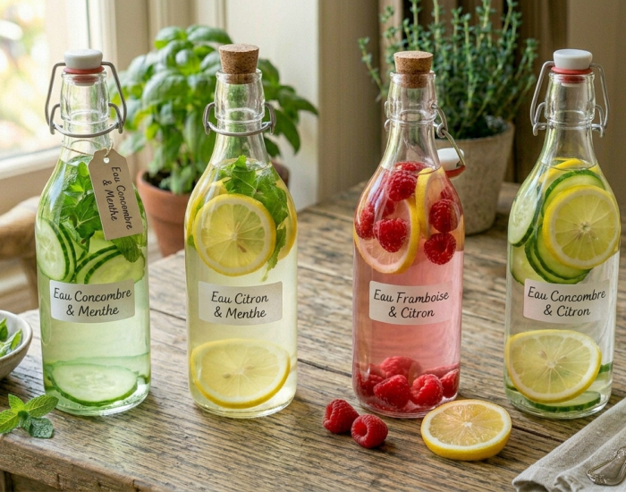 les 3 fermes - recettes sucrées canicule - Eau aromatisée maison