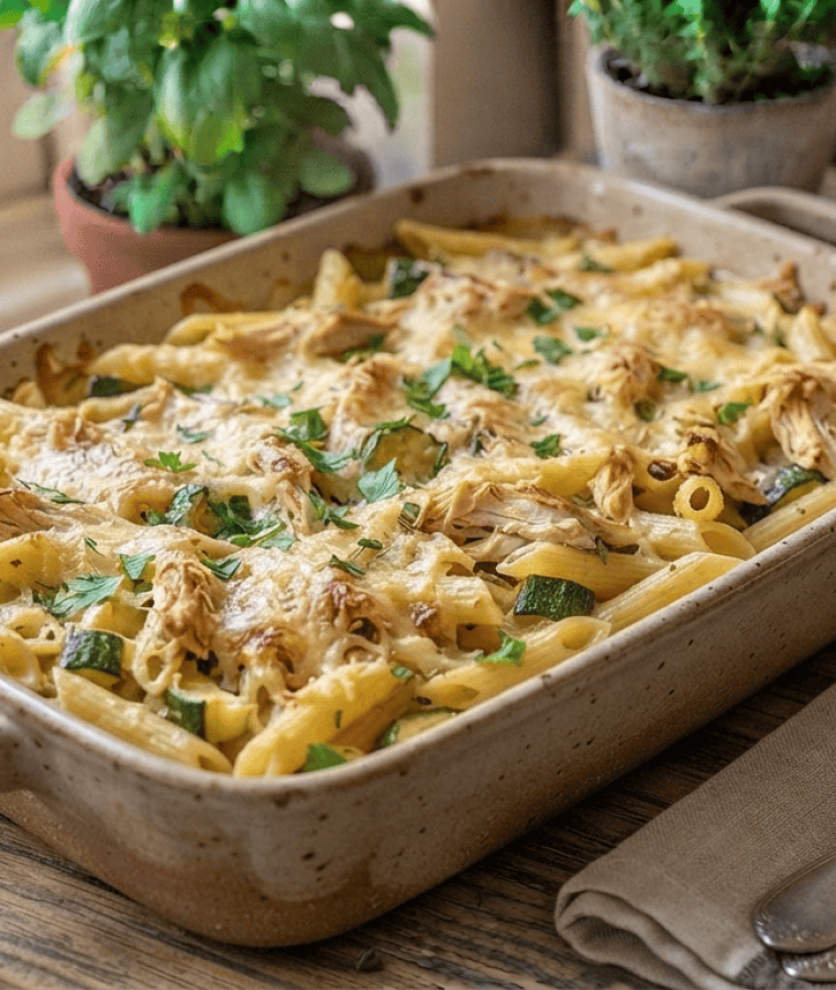 Gratin de penne aux courgettes et jambon : plat batch cooking enfant - les 3 fermes