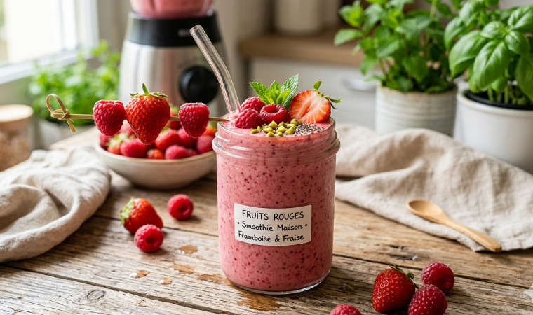 smoothie framboise-fraise - les 3 fermes