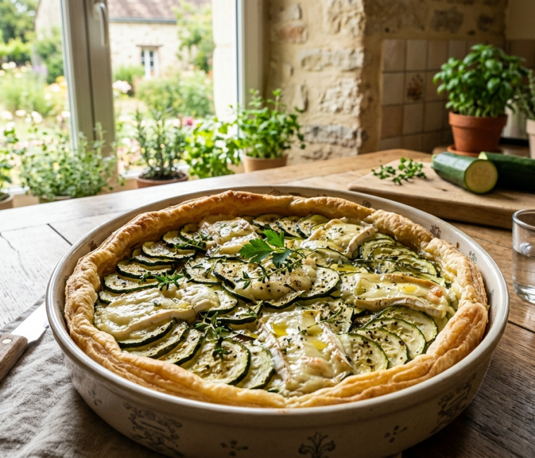 tarte courgettes & fromage de chèvre - les 3 fermes